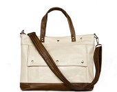 Archive Bag in Vanilla Cream and Brown Leather - Spring Pop Collection - LAST ONE - Ready to Ship