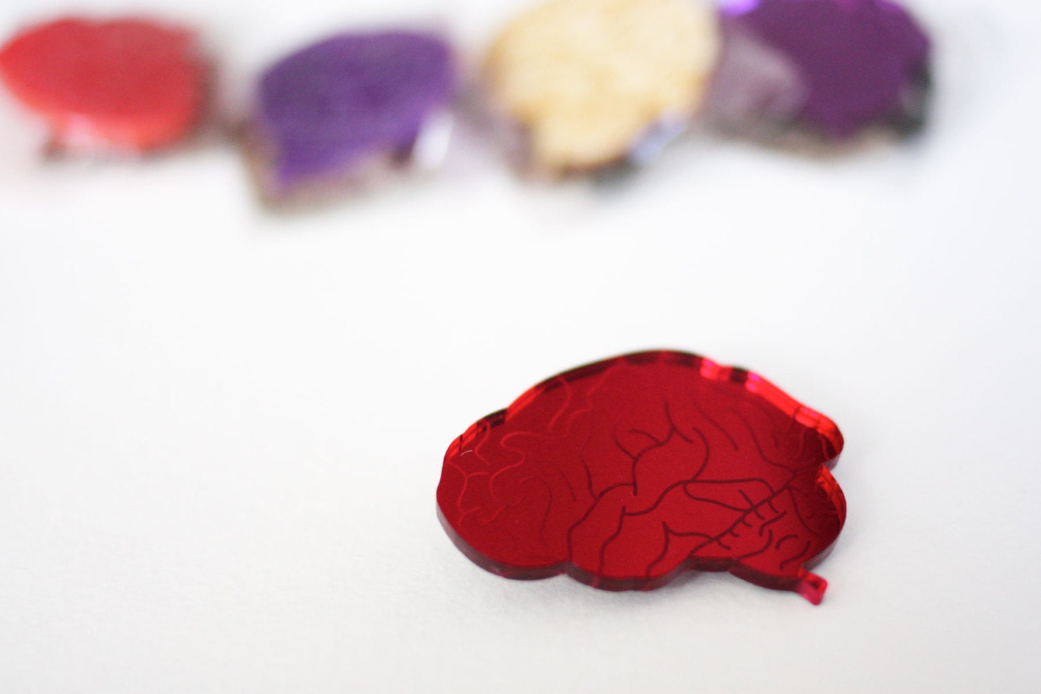 Tiny Brain Brooch. Laser Cut Acrylic. Anatomical Brain. Pin. Badge.
