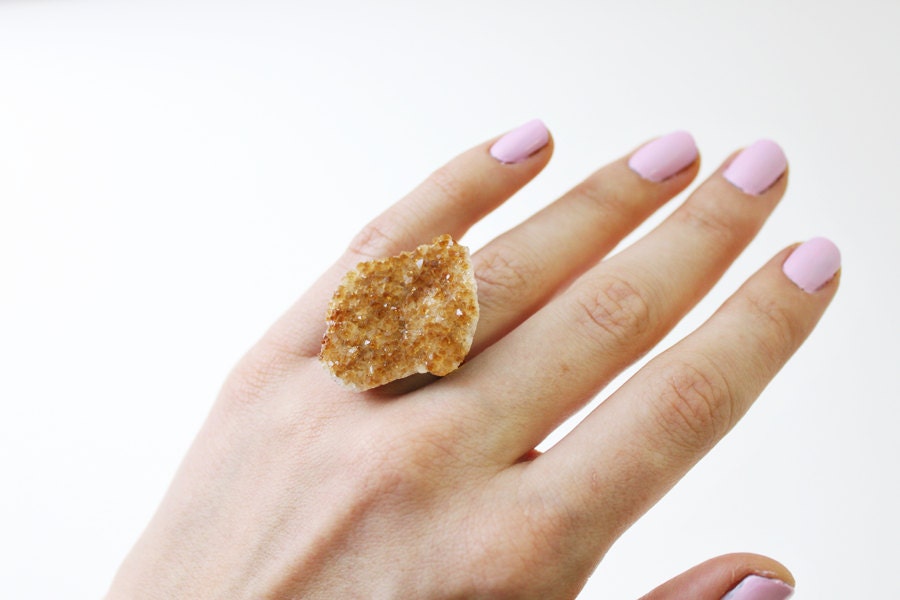 Raw Citrine Ring - Gold