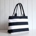 Hey Sailor.. Navy / White Bold Stripes Tote Bag / Beach Bag / ZIPPER TOP CLOSURE / Diaper Bag, Laptop Bag, Large, Medium / Spring Summer