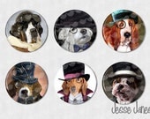 STEAMPUNK DOGS - 6 pin back buttons, flatbacks, toppers or magnets - please specify - magnets fit Magnabilities