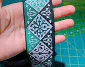 2 inch Woven Jacquard Ribbon - 2 yards - Emerald Envy Diamonds - green, emerald, ivy