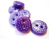 Fabulous Purple and Silver Metallic Buttons - (set of 6)