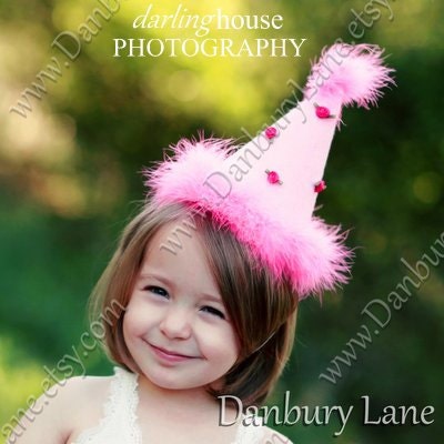 Pink birthday hat only for girls, photo prop and party hat, one size fits all, Halloween costume accessory -PINK TAFFY HAT