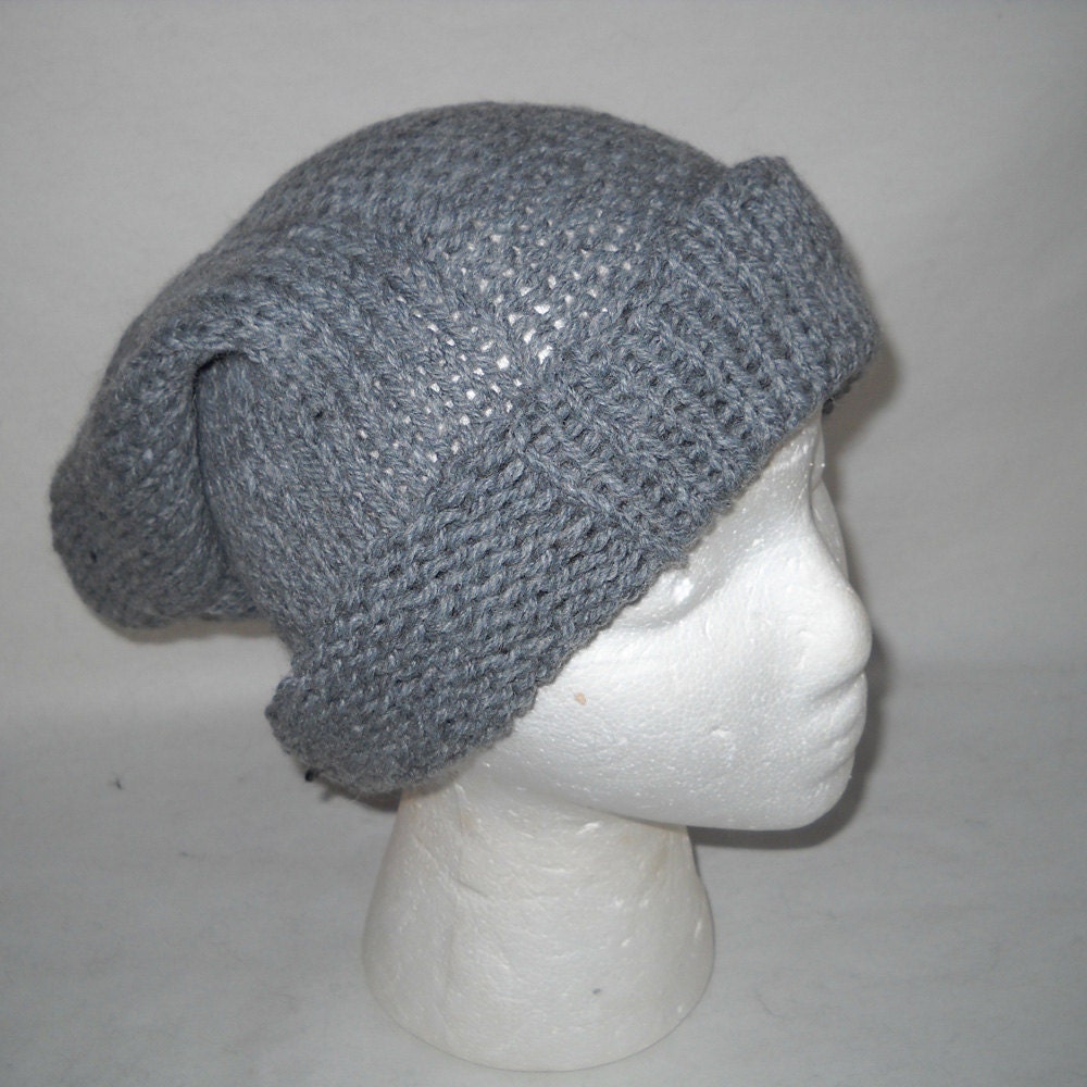 Silver Gray Knit Slouchy Stocking Cap - Hat style like Scotty wore in Star Trek