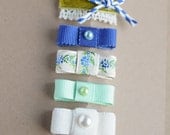 newborn baby girls bitty hair clips collection - blueberry field - snap clips set