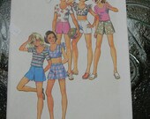 Spring Cleaning Sale Vintage 1974 Simplicity Girls Pullover Top, Pinafore Top, Pantskirt and Shorts Pattern N 6523 Uncut Size 8