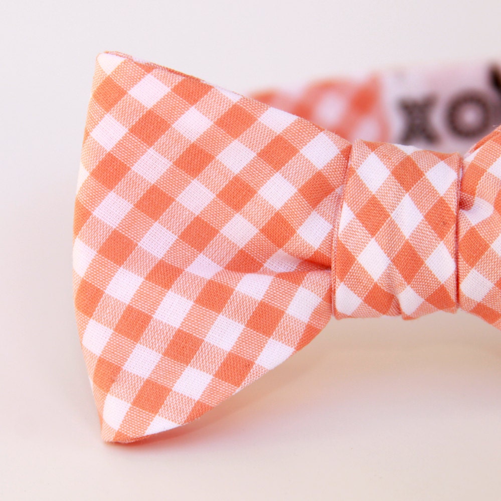 creamsicle gingham freestyle bow tie