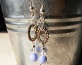 Light sapphire and swarovski crystal earrings