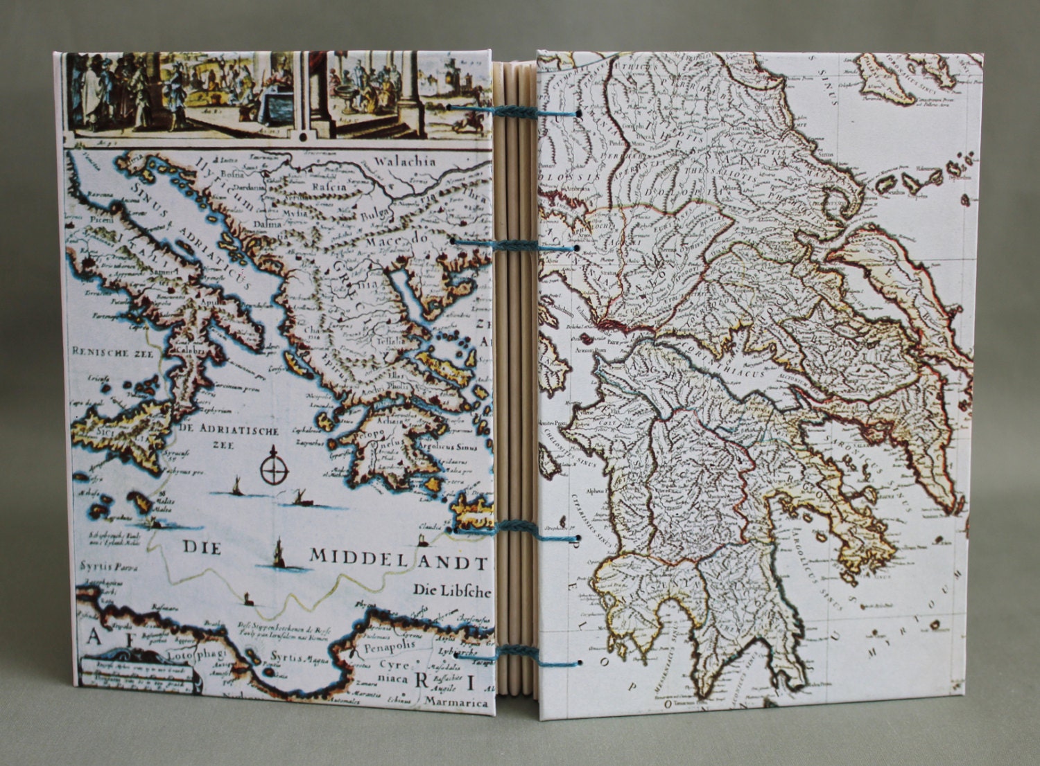 Greece / Italy / Mediterranean Ancient Map Travel Journal by PrairiePeasant