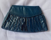 Vintage Blue Leather Clutch Style Handbag Made by Anton Leathers
