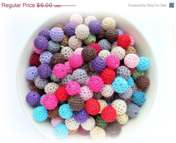 50% OFF SALE Crochet Beads, Mixed Bag of Beads,Various Colors, 20 pcs