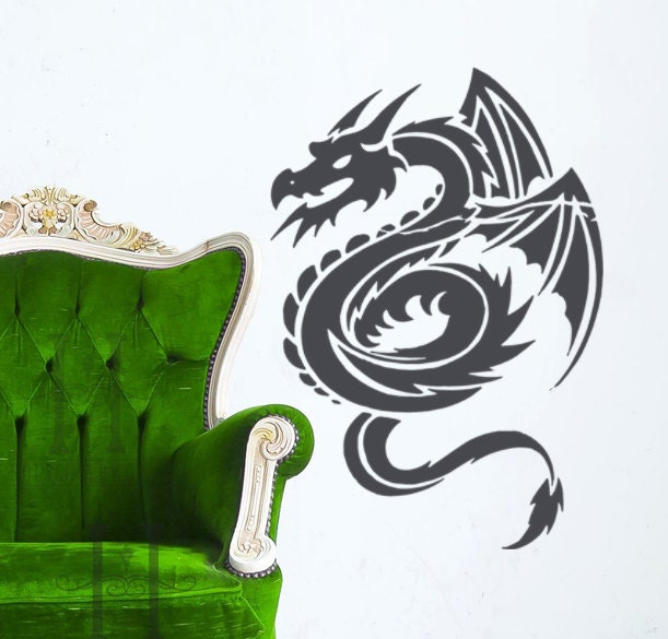 Dragon Wall Decal Vinyl Sticker, Medieval renaissance middle Ages, fantasy Decor