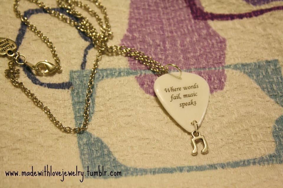 Where Words Fail, Music Speaks Guitar Pick Necklace