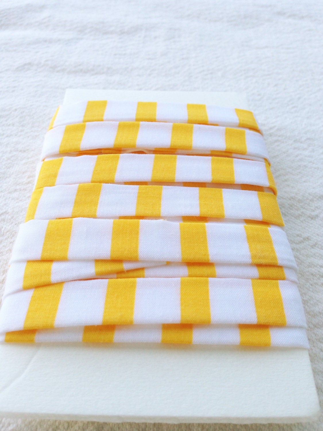 1/2 inch Double Fold Cotton Edging -- Yellow and White Stripes-- 4 yards