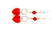 Red Heart Earrings, Swarovski Crystal Heart Earrings, Sterling Silver, Gift for Her, Gift of Love, Valentines Day