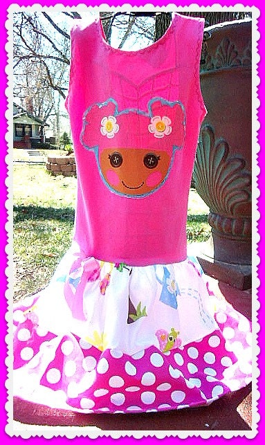 LaLaLoopsy  custom boutique graphic tee knit twirl party Dress Surprise Pink size  2 3 4 5 6 7 8 10 12