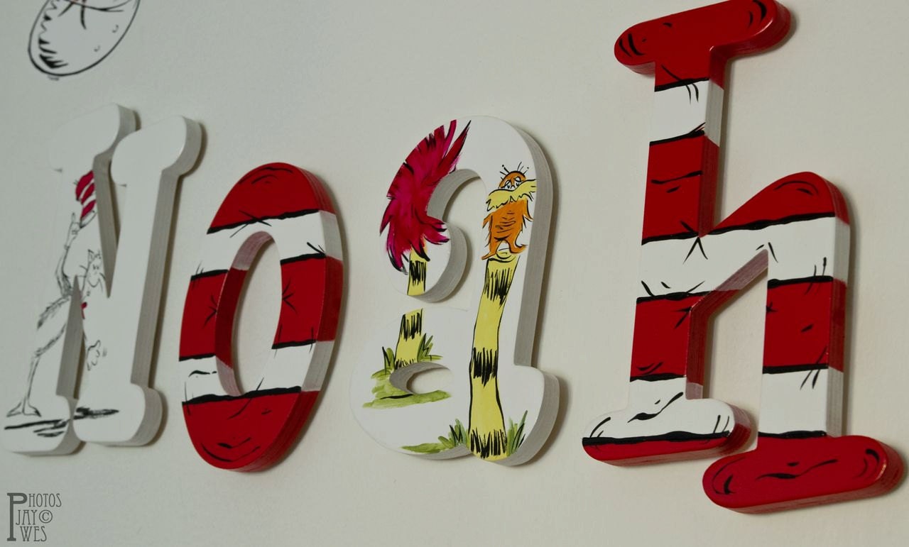 Dr Seuss Hand Painted Custom Wood Wall Letters Wall Art Children Nursery Pottery Barn Kids