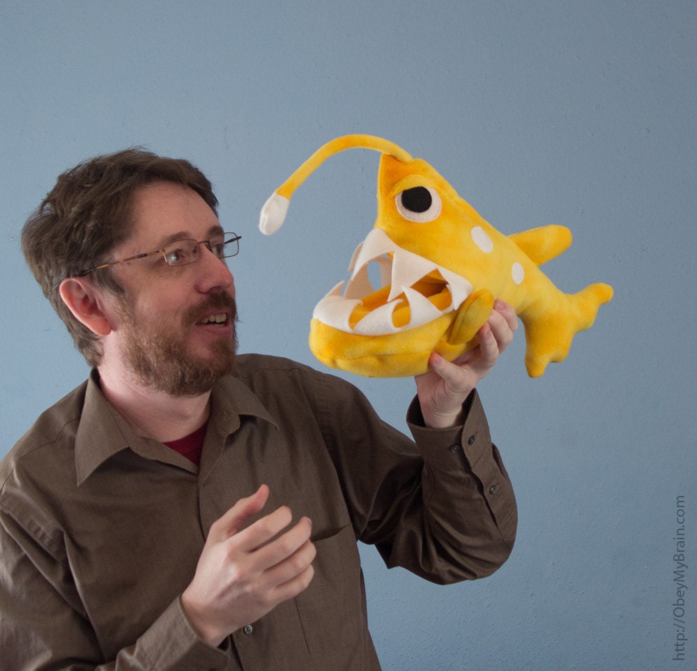 Small Angler Fish Plush - Yellow Tie-Dye