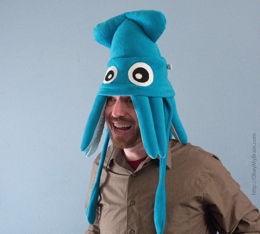 Squid Hat Plush - Medium Turquoise Fleece