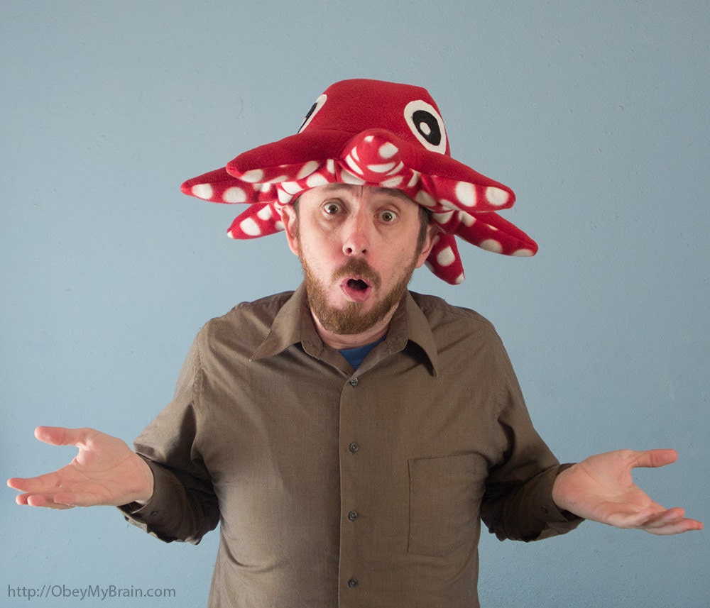 Fleece Octopod Hat - Red