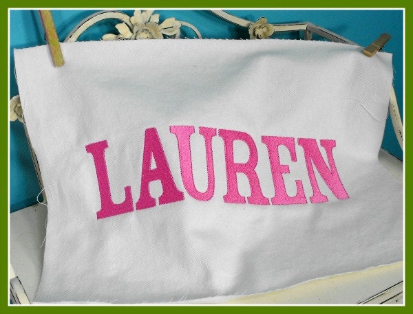 LAUREN - Ready To Complete - SALE - JUMBO Harper Font Name Pillow Cover - Lumbar Size 12 x 16