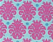 Turquoise and Pink Medallion Cotton Fabric, Quilting, 1/2 Yard, more yardage available