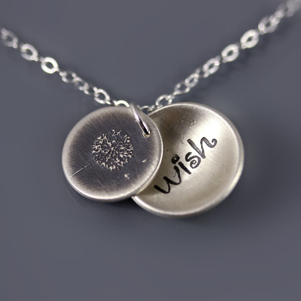 Locket Style Dandelion Wish Necklace - Etched Silver