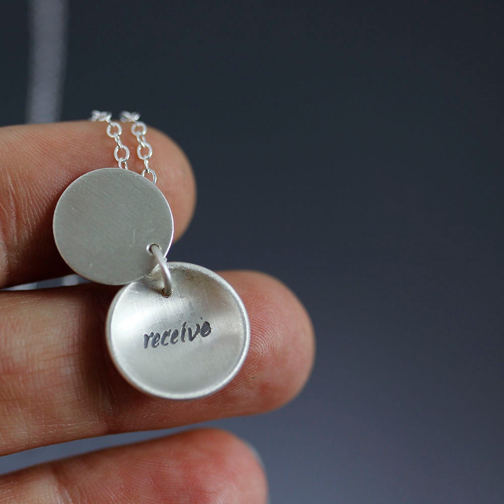 Give/Receive Necklace - silver inspirational words
