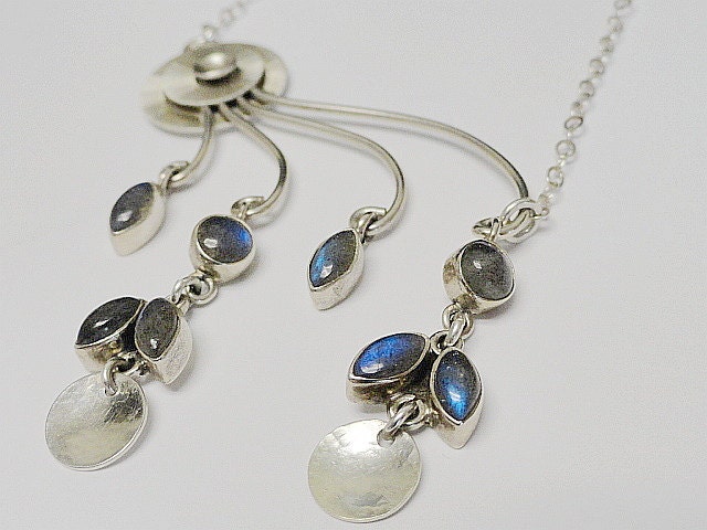 oOo Let It Rain oOo Sterling Silver and Labradorite Pendant Necklace oOo One of a Kind Necklace by MeridianStudio