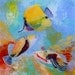 Humuhumu 4 Original Tropical Fish Reverse Acrylic Painting by Marionette from Kauai Hawaii