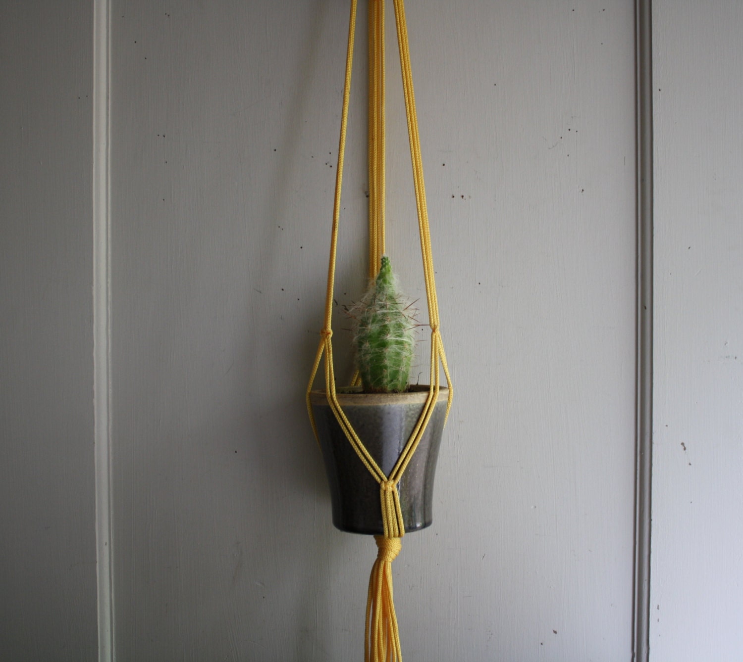 vintage macrame hanging planter