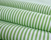 Dollhouse Small Print  Fabric - Green on White Stripes 10" x 18"