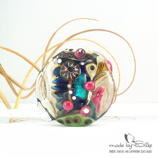 1 handmade lampwork bead focal -- SRA -- glass -- I d y l l  B e t w e e n  C i t y D i r t  -- Calypsos Beads -- Silke Buechler