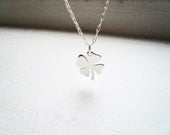 Tiny Four Leaf Clover Necklace in Sterling Silver - Sweet and Simple Shamrock for Good Luck