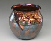 Green Copper Drip Raku Pot