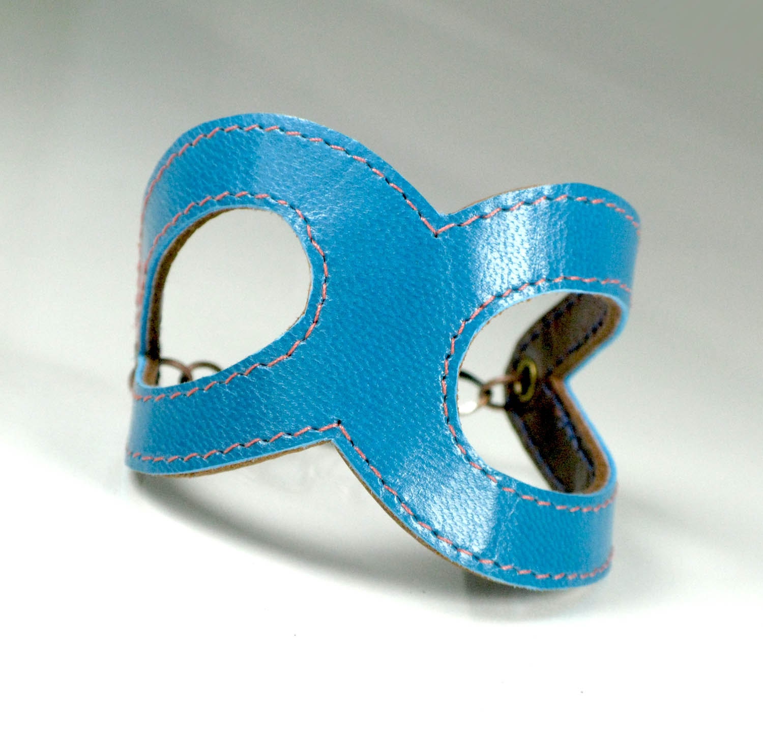 Leather Cuff Bracelet Women SALE turquoise Blue and Mahogany Brown Reversible