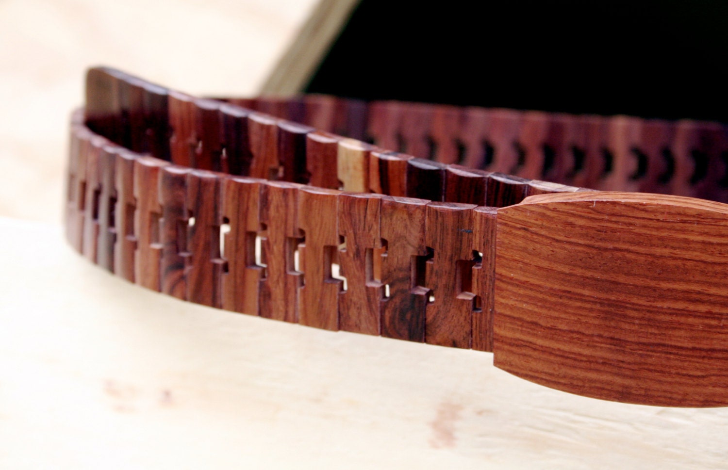 VINTAGE all wood belt - pristine condition - work of art