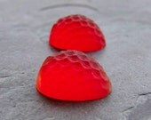 Sale-See Store Announcement-Vintage Glass Cabochon-Vintage Frosted Mattel High Domed Strawberry Berry Red Glass Cabochons-2