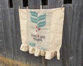 Ruffled Burlap Curtain Coffee Sack French Country Farmhouse Kitchen Window Treatment Burlap Panel Rustic Curtain Made to Order