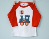 Train Baseball Tee, Personalized Initial and Age Toddler and Children's T-shirt