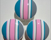 Hand Painted Knobs - Dresser Drawer Knobs - Stripes - Teal - Pink - Grey - Drawer Pulls