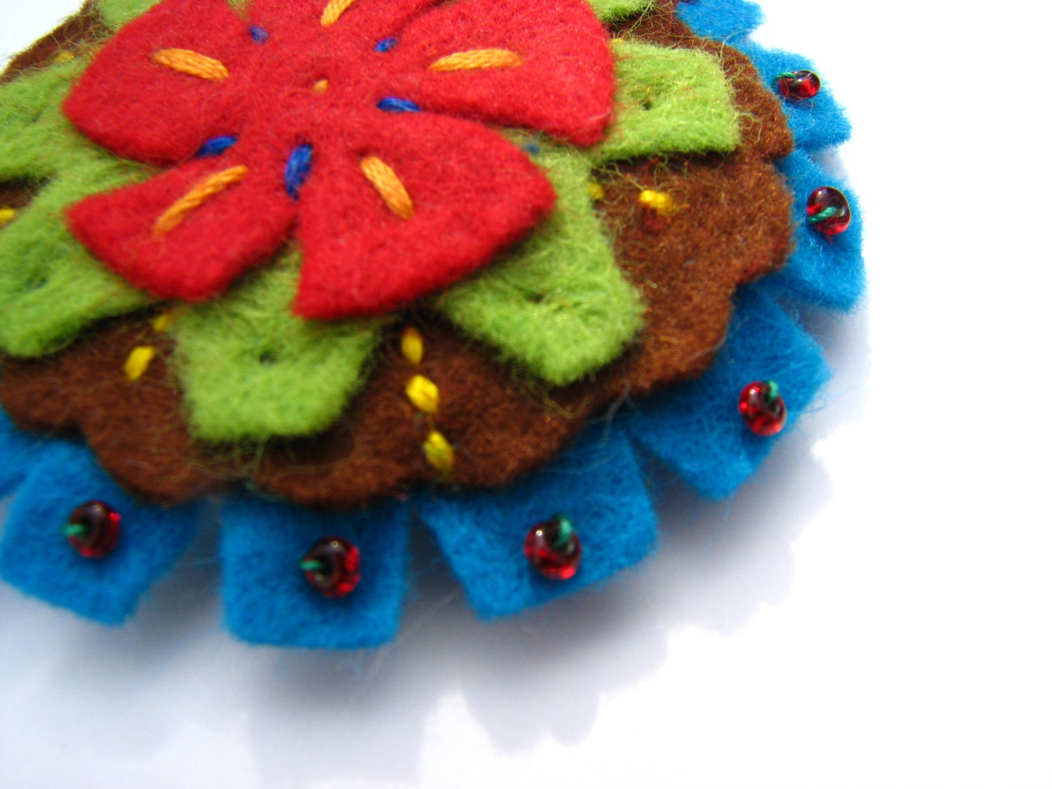 Folk-art style felt brooch pin