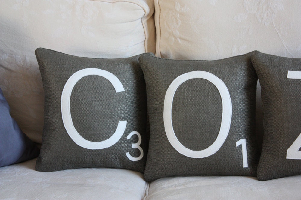 Grey Letter Pillows - Limited Edition Fabric