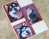 ALASKAN MALAMUTE Dog Art Magnets Set from paintings by Lynn Culp