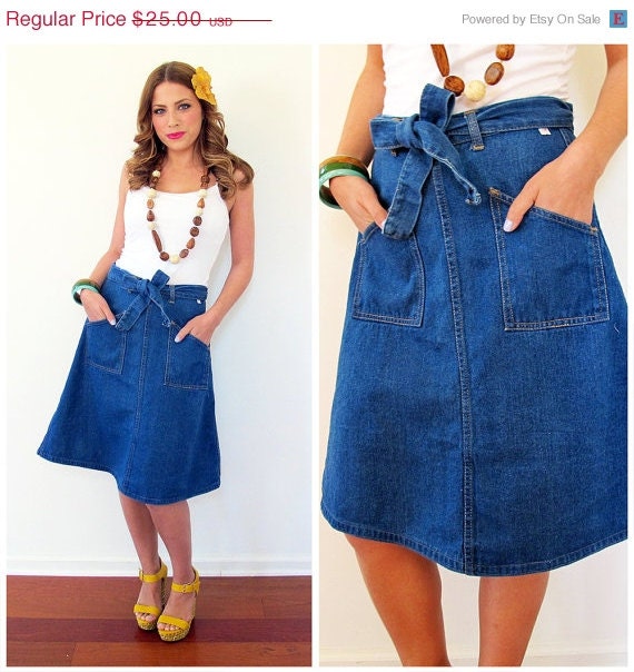 30% OFF Anniversary SALE 70s Sportswear International A-Line Denim Wrap Skirt, Size Xs to Small