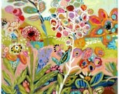 Abstract Flower Pink Art  PRINT Decorative 13 x 13  by Karen Fields