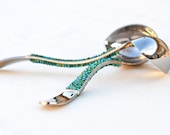 Candy Scoops Long Handle Stainless Steel Beaded (set of 2) Blue Green BEACH Wedding TABLE SETTINGS