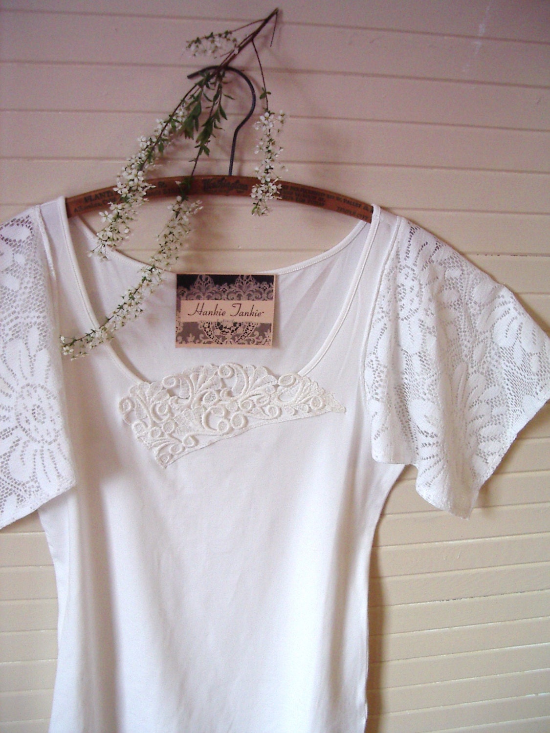 athena tunic top summer white cotton vintage lace blouse t shirt medium
