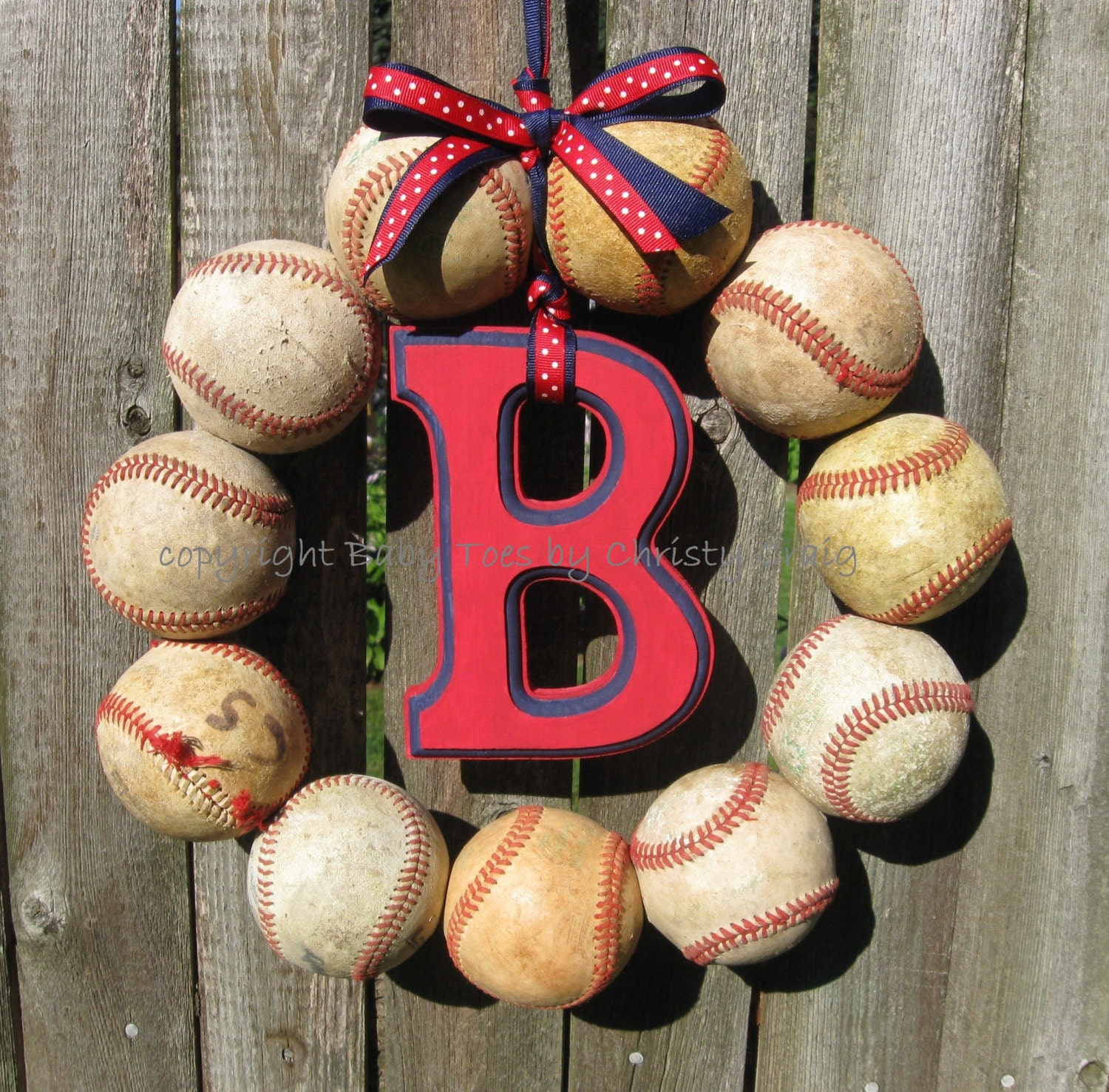 The Original Baseball Love Wreath - With Letter